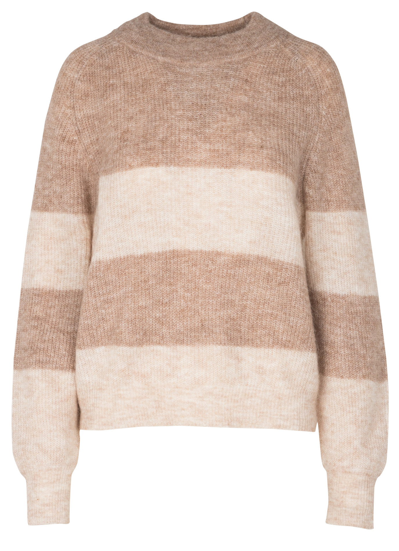 COLETTE - Pull col rond à rayures | Marron