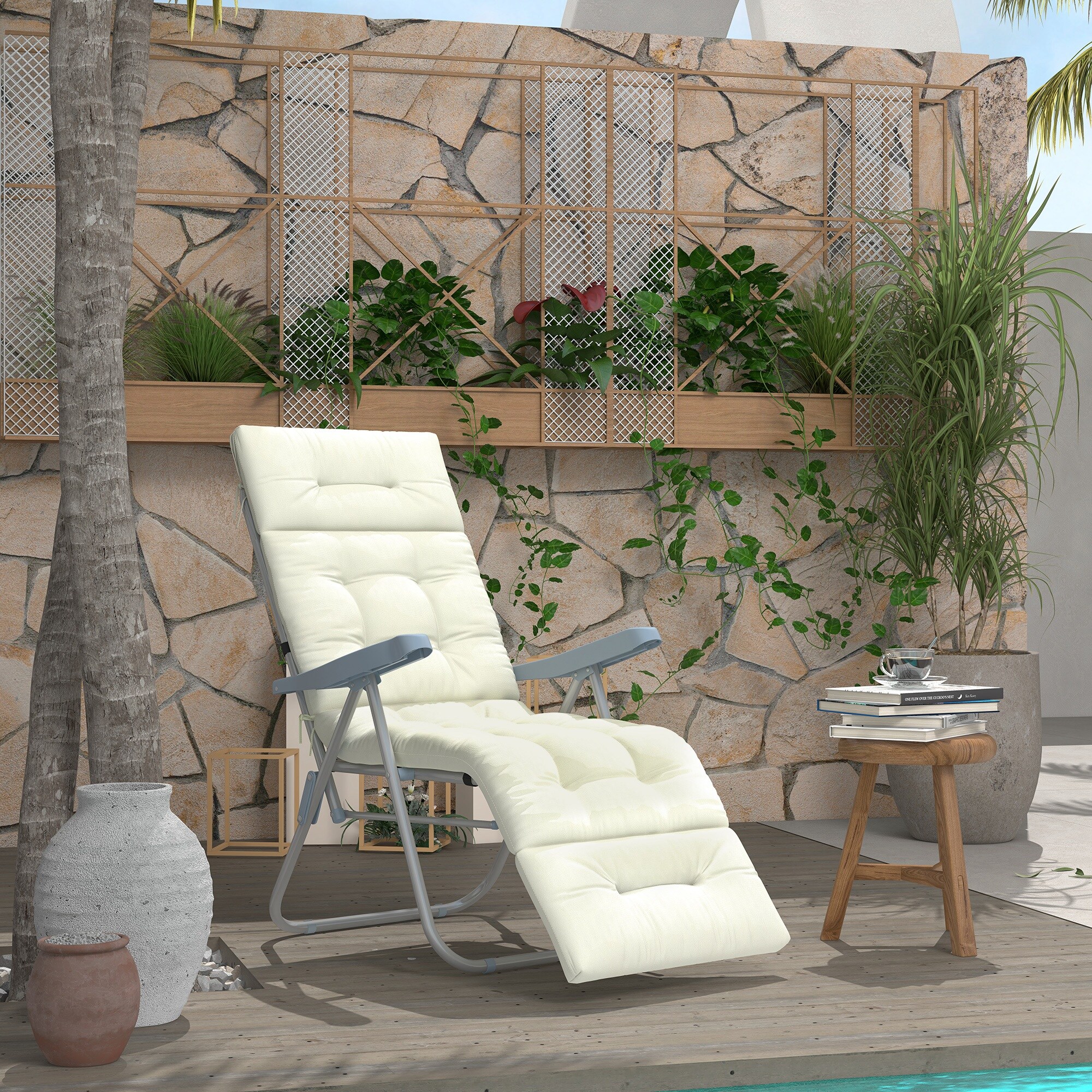 Outsunny Sitzkissen mit 180g/? Polyester weiß 200L x 60B x 13H cm
