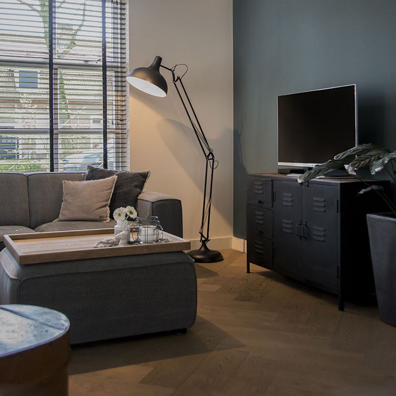 Smart vloerlamp zwart verstelbaar incl. Wifi A60 - Hobby