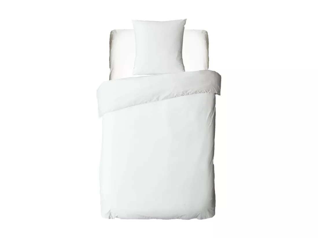 Drap housse uni en coton 57 fils blanc 90x190cm