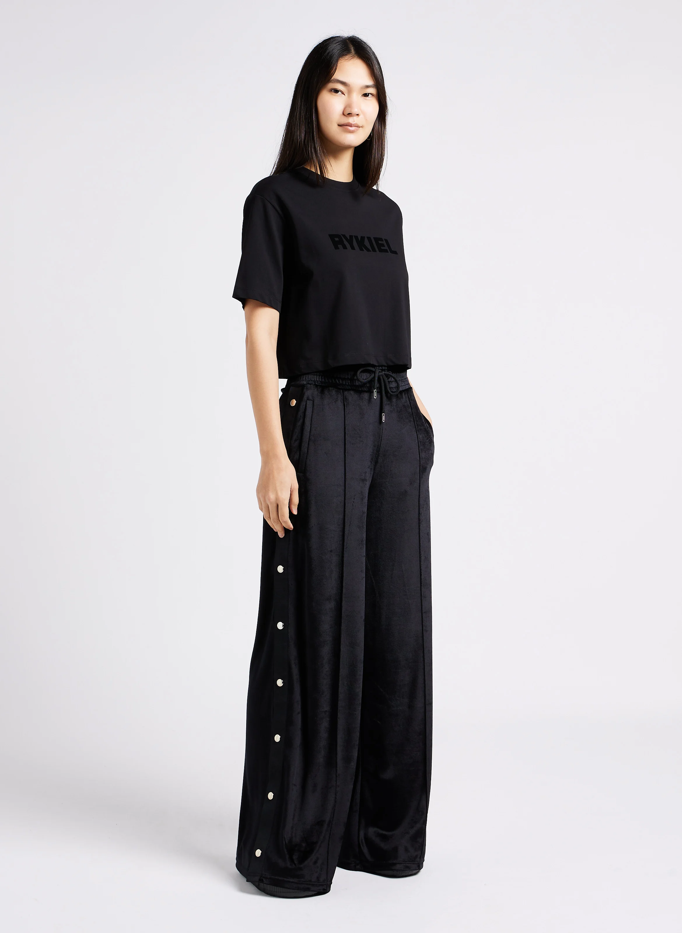 Pantalon large taille haute | Noir