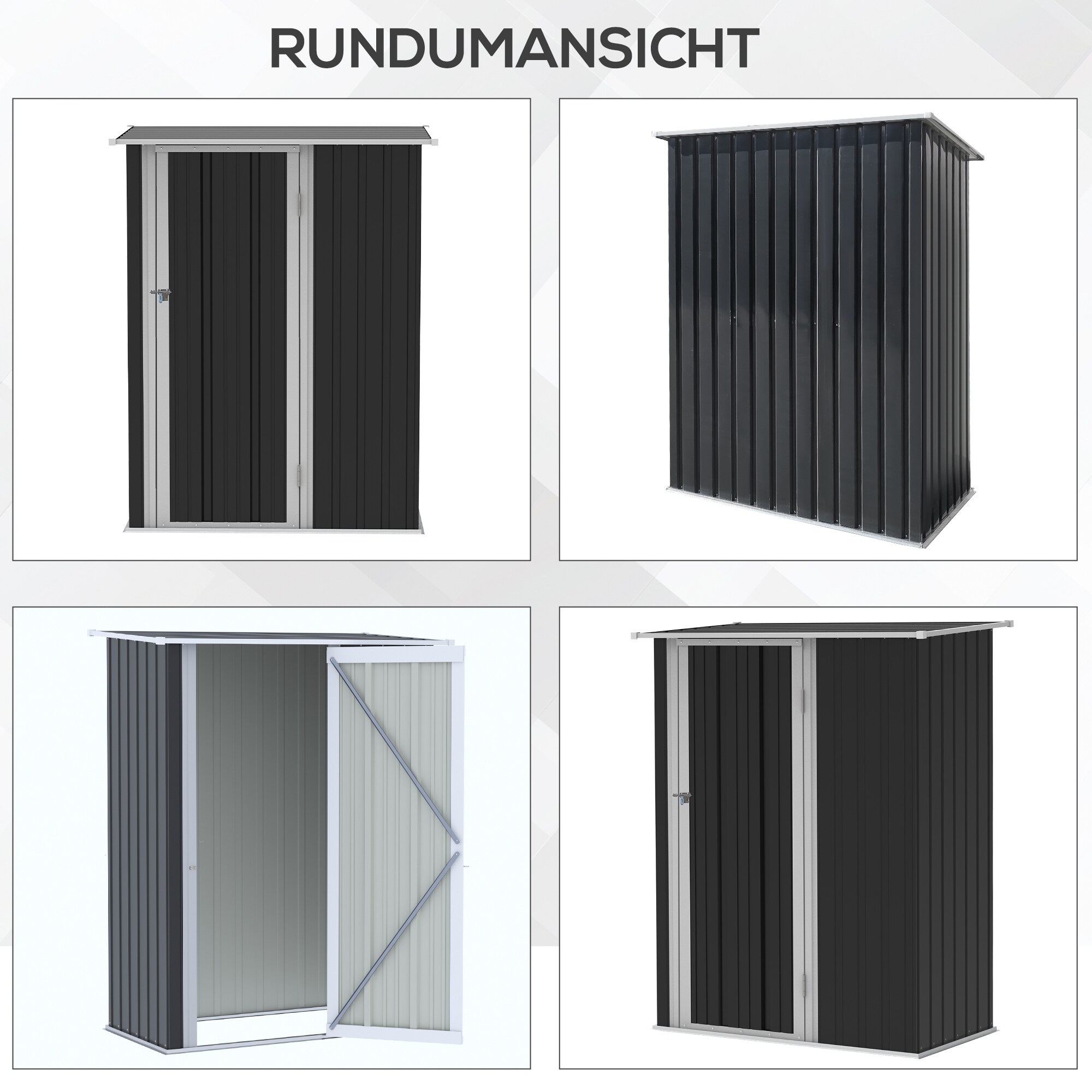 Outsunny Gerätehaus mit Pultdach grau 142L x 84B x 189H cm
