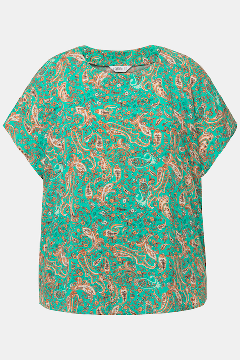 Blusenshirt, oversized, Paisley Print, Rundhals