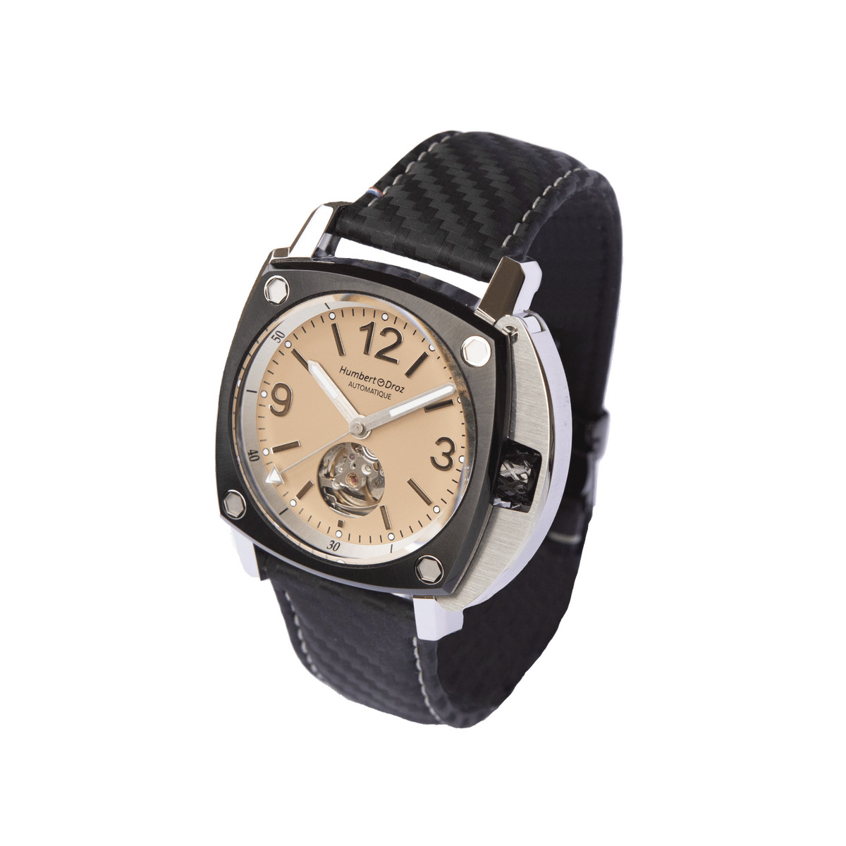 Montre HUMBERT-DROZ hd10 homme automatique, bracelet cuir noir