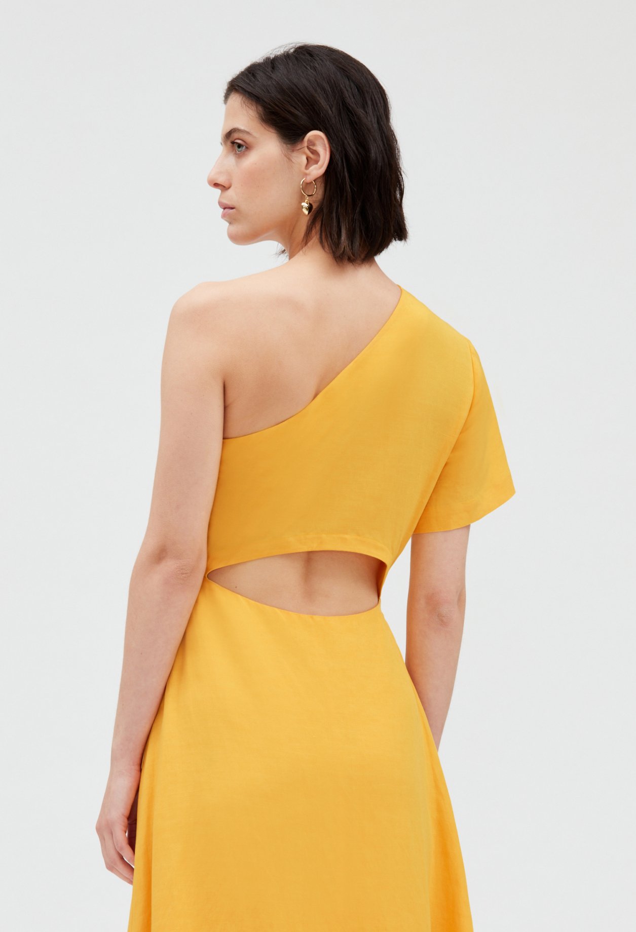 Robe midi asymetrique jaune
