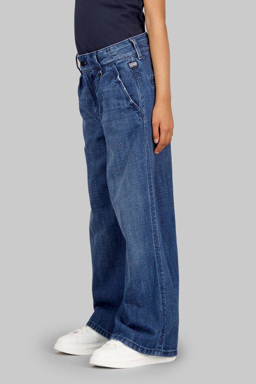 G-STAR loose fit high waist wide leg jeans medium blue denim