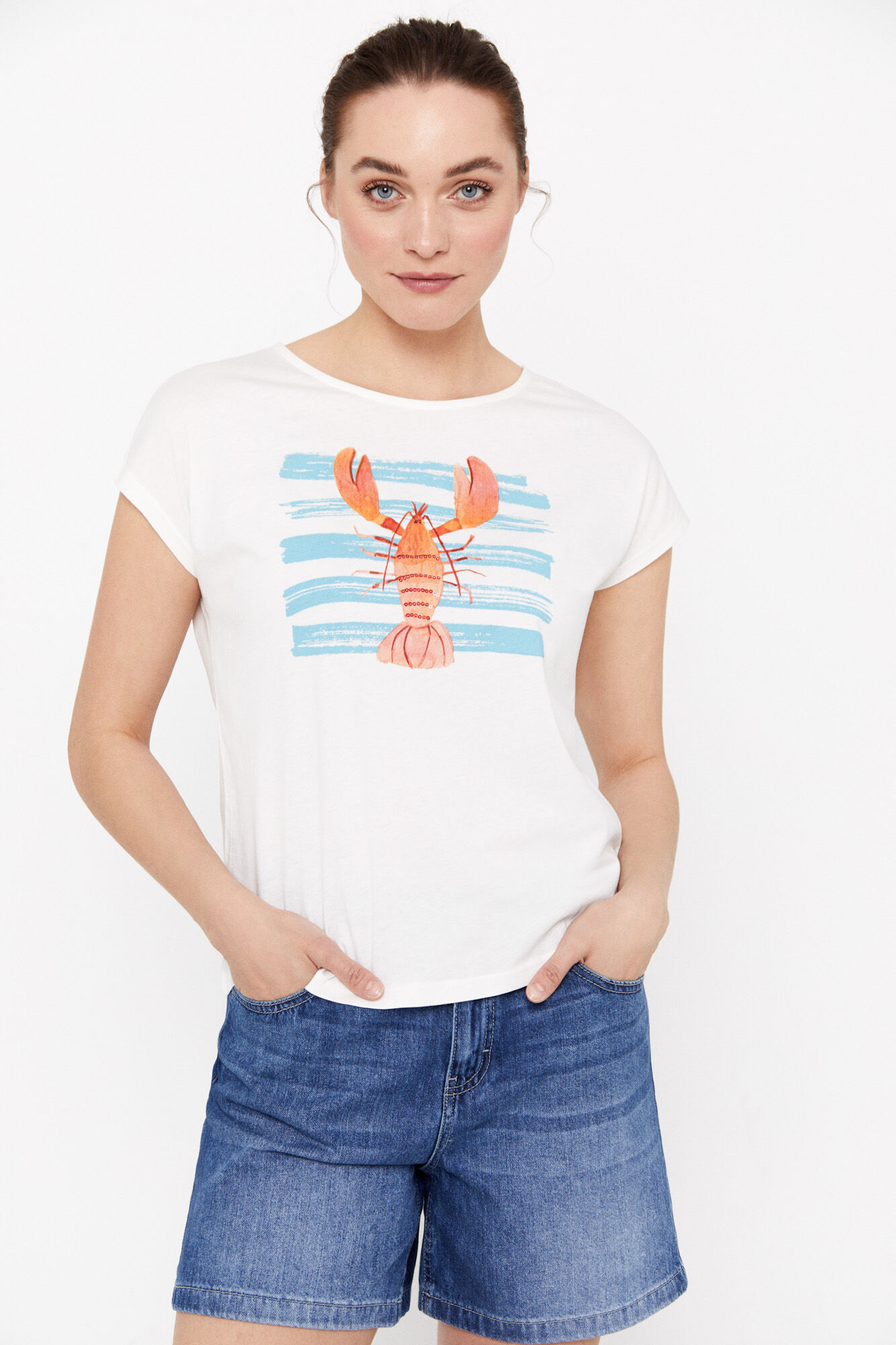 Camiseta com estampa de motivos náuticos - Branca