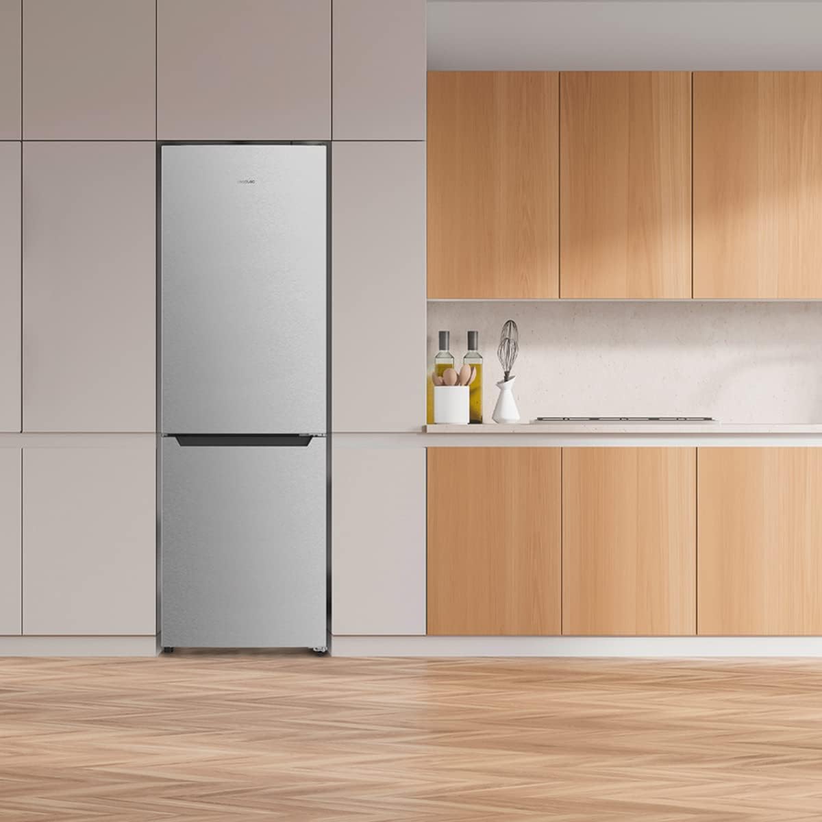 Cecotec Frigorífico Combi 2 Puertas Bolero CoolMarket Combi 250 Inox D. 250 L, Altura 180 cm y 55 cm de Ancho, Bajo Consumo, Sistema Multi Air Flow, Total No frost y 2 Cajones