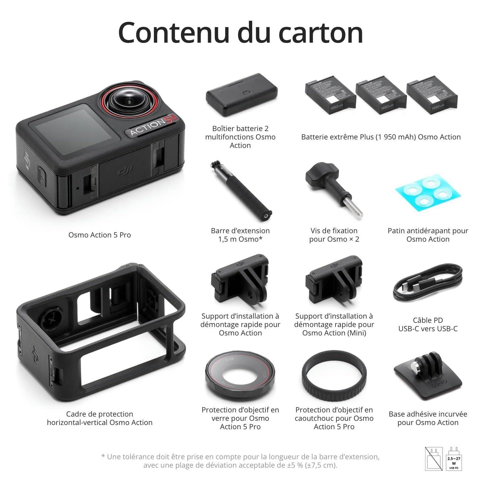 DJI Bundle Aventure Osmo Action 5 Pro, Caméra d’Action 4K avec Capteur 1/1,3
