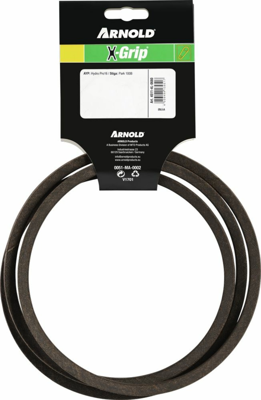 Courroie trapézoïdale x-grip v de type 4l680