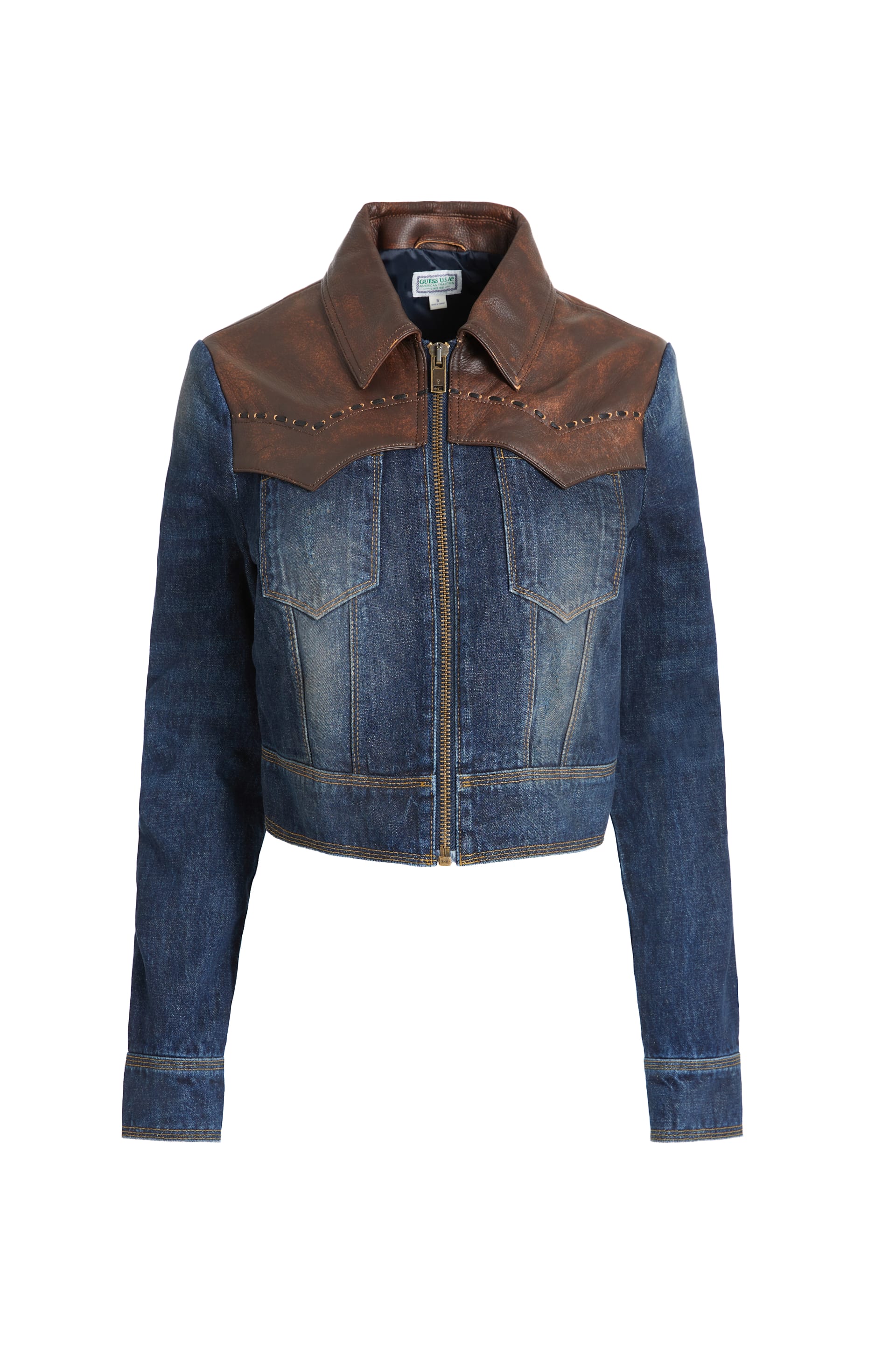 jaqueta jeans contrastante