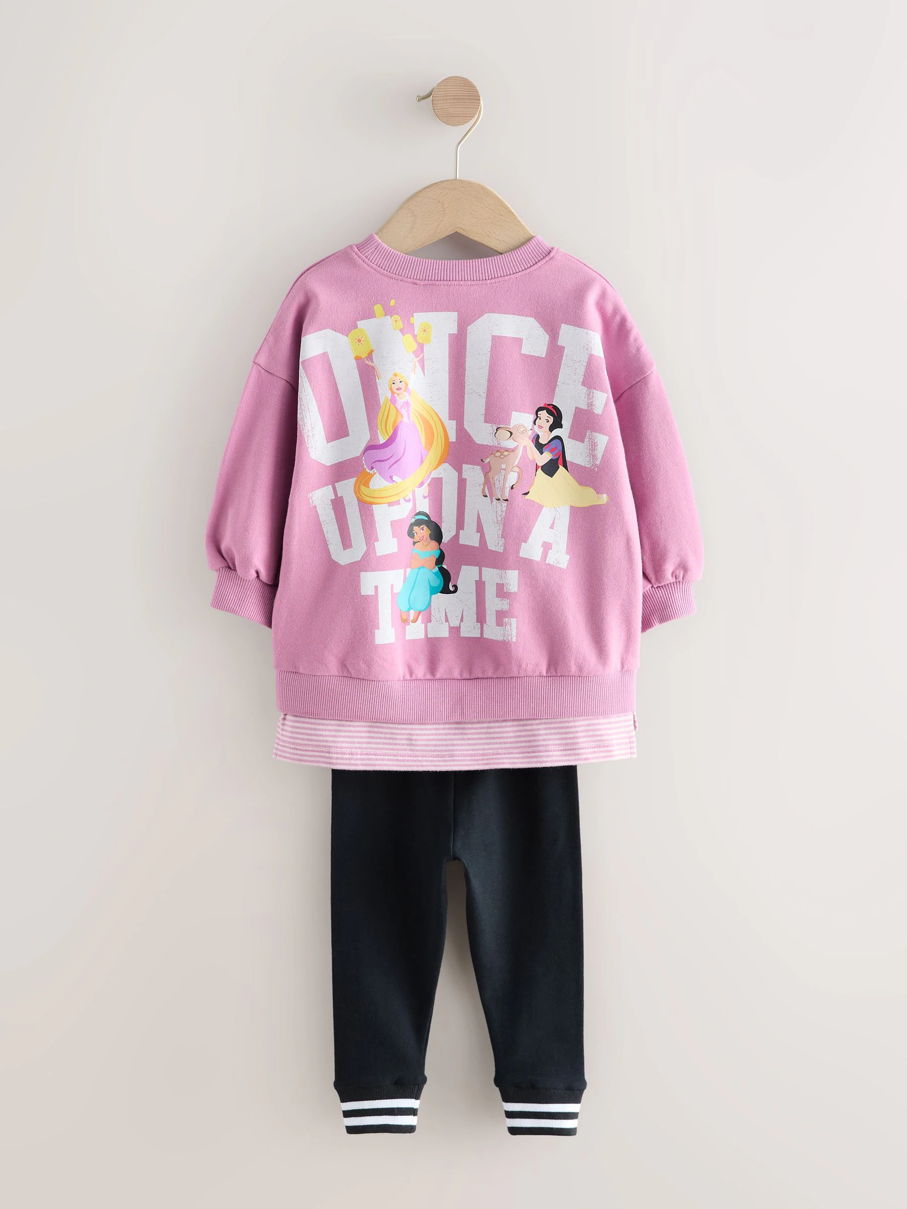 Paars - Set met Disney Princess top met lange mouwen in laagjeslook en legging (3mnd -7jr)