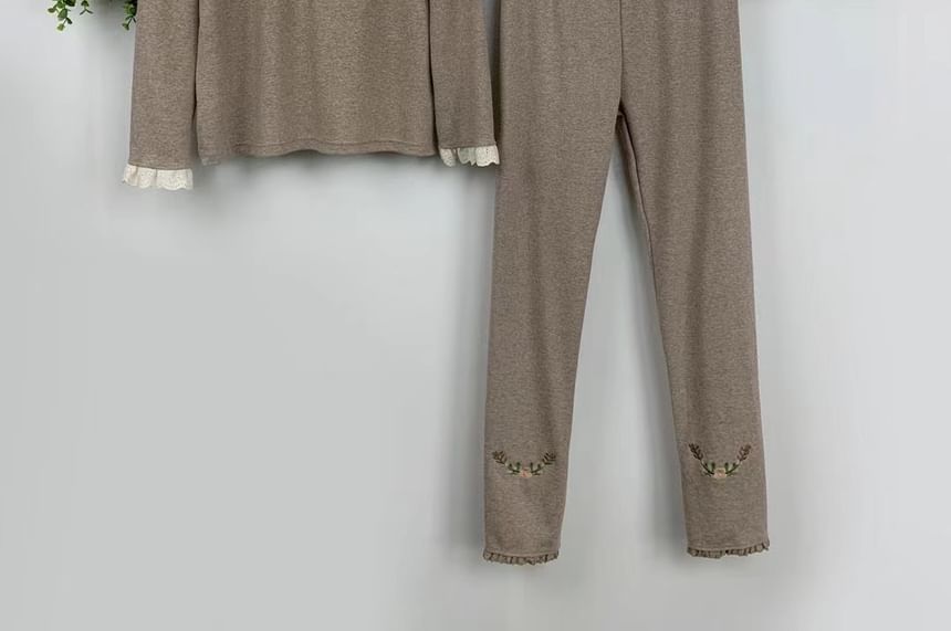Santeh - Cropped legging met geborduurde bloemen