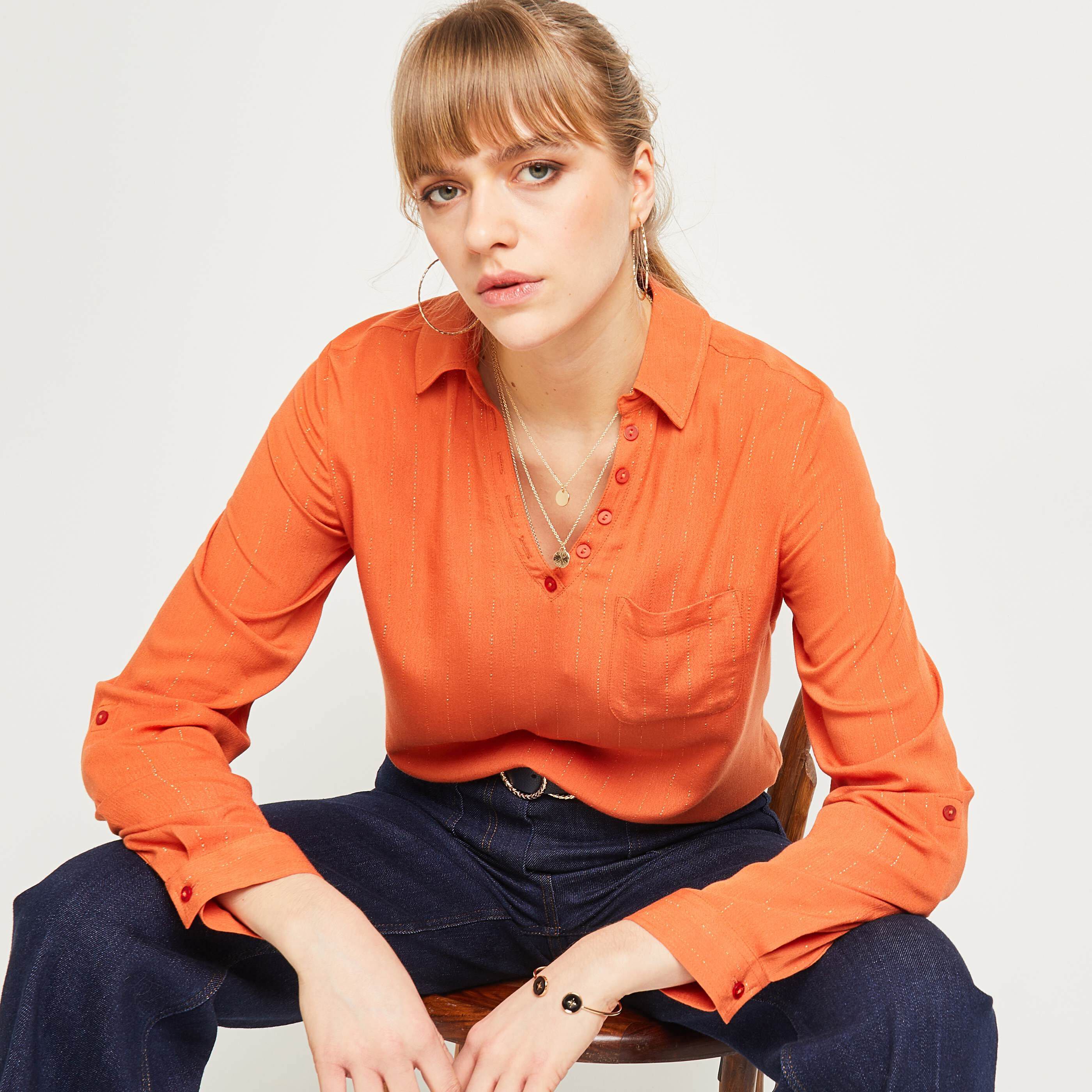 Chemise fluide femme - ORANGE
