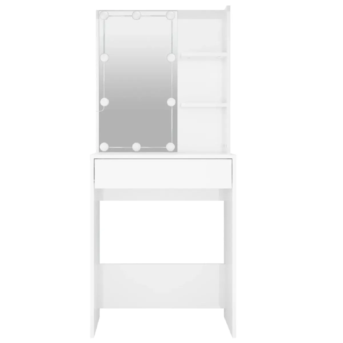 vidaXL Coiffeuse avec LED - Blanc Brillant