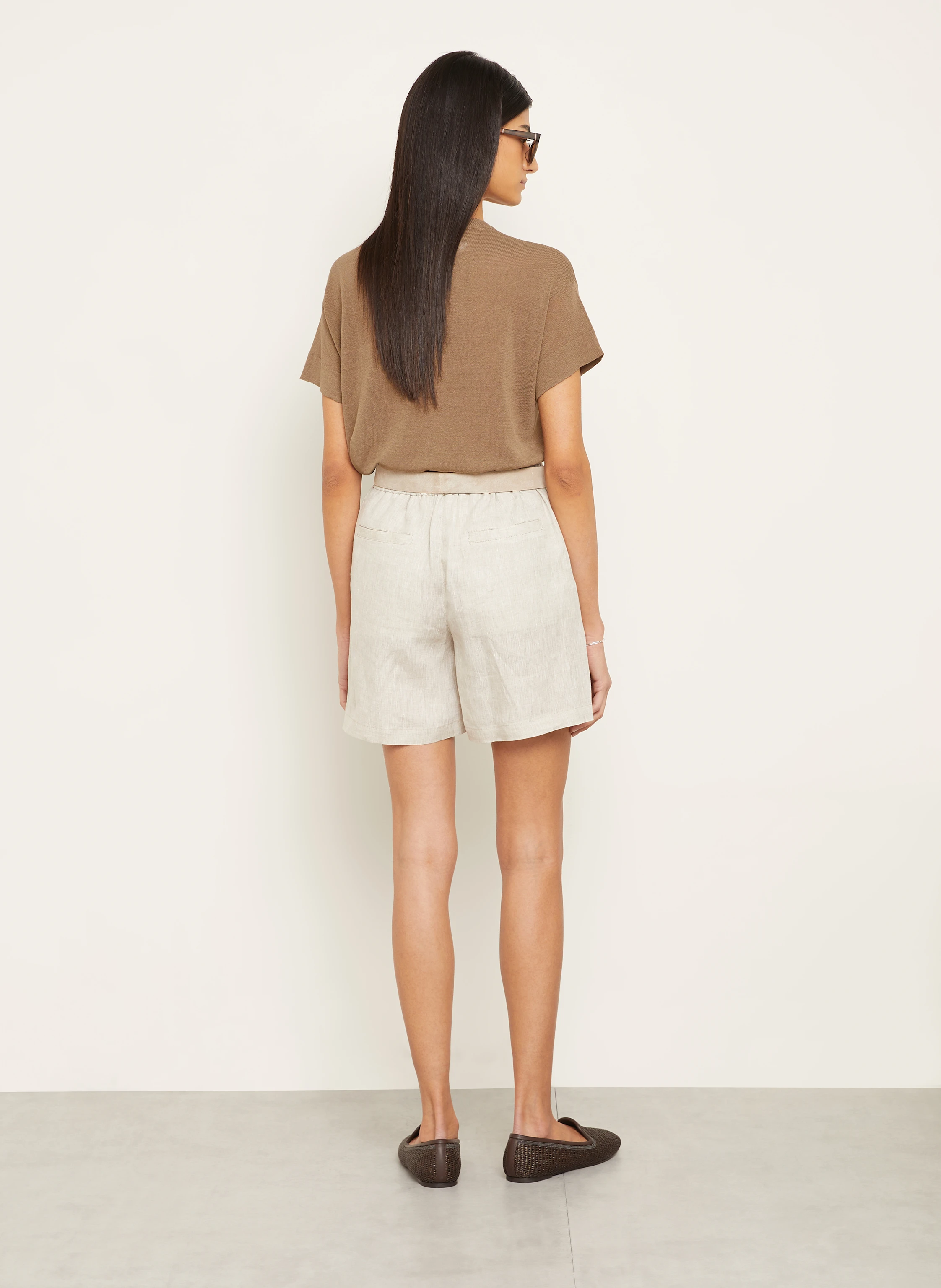 BRUNELLO CUCINELLI Strickshirt aus Leinen mit Schmucksteinen