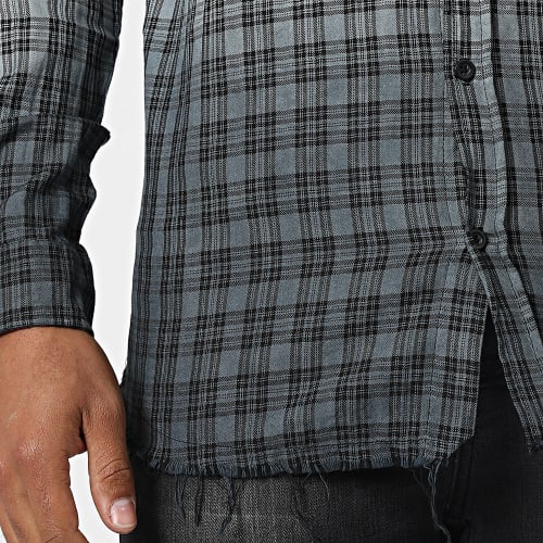 Chemise Manches Longues A Carreaux G1007 Gris Beige