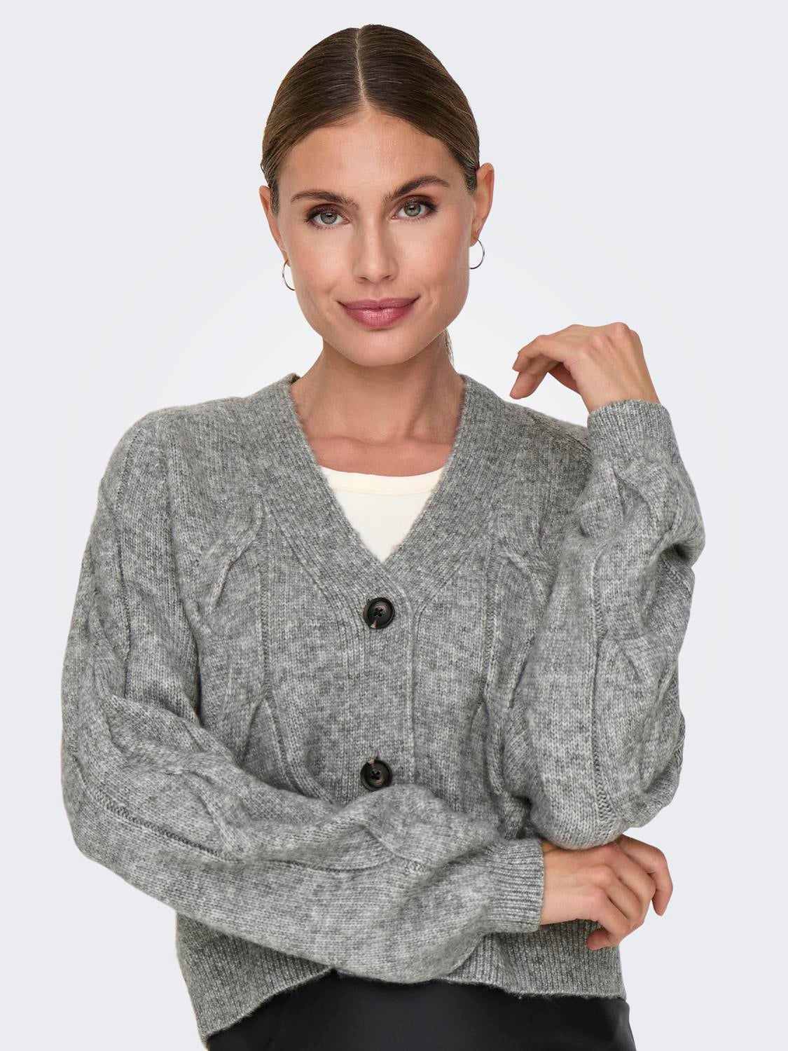 JDYSUSANNA Strickjacke Medium Grey Melange
