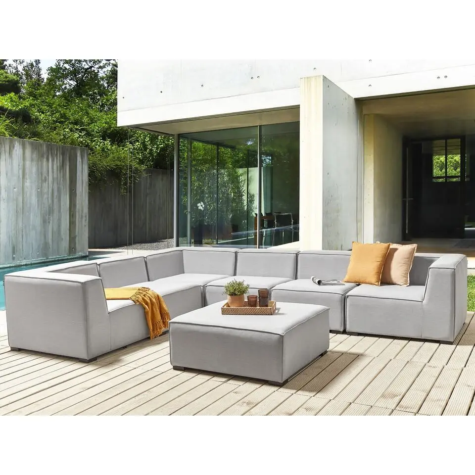 AREZZO - Loungeset voor 7 Rechtszijdig - Lichtgrijs - Polyester
