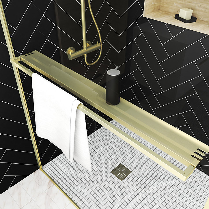 Paroi de douche à l'italienne fixe 120 x 200 cm, doré brossé, Galedo Golden Edge