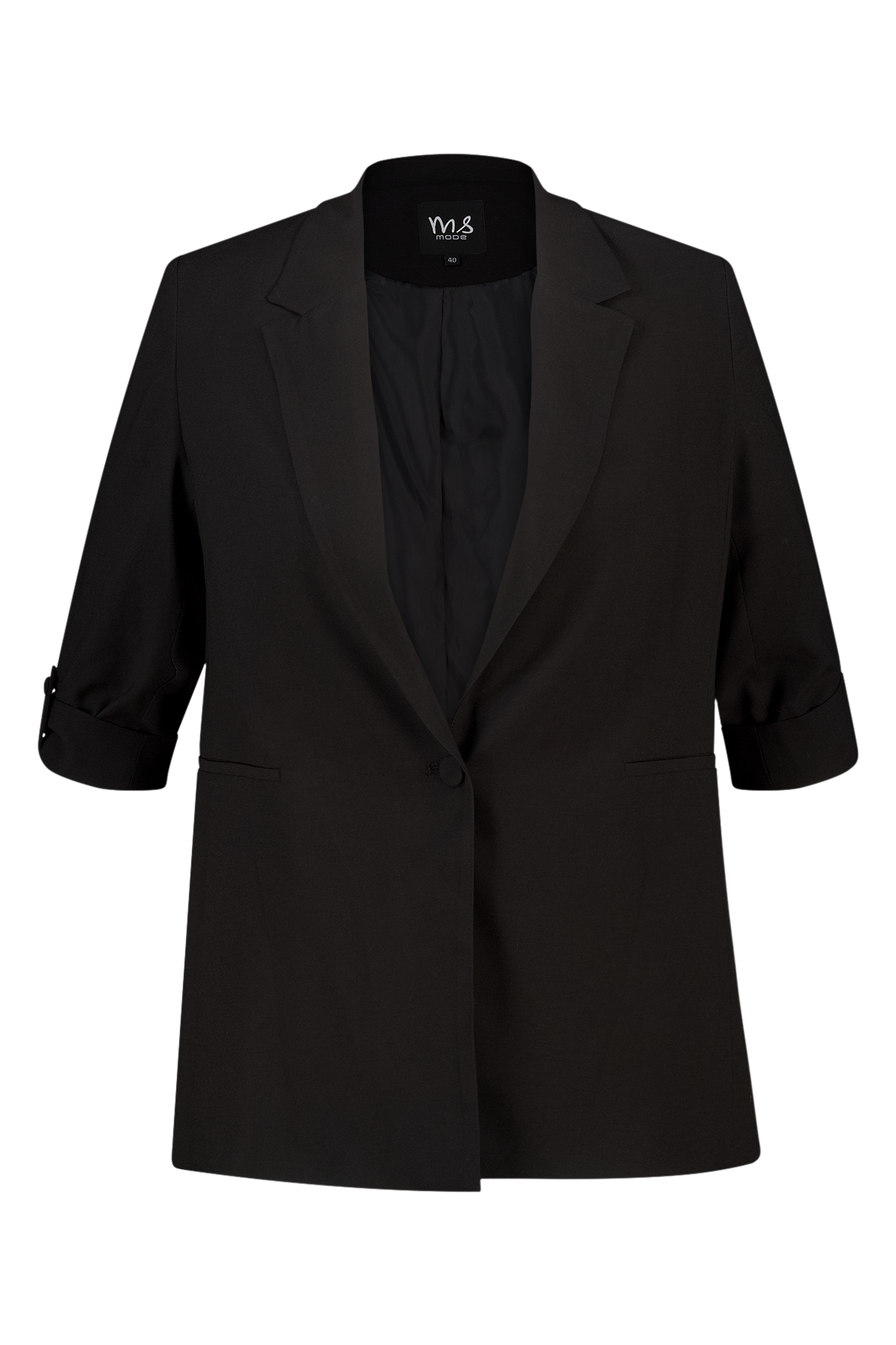 Blazer met opgerolde mouw Zwart