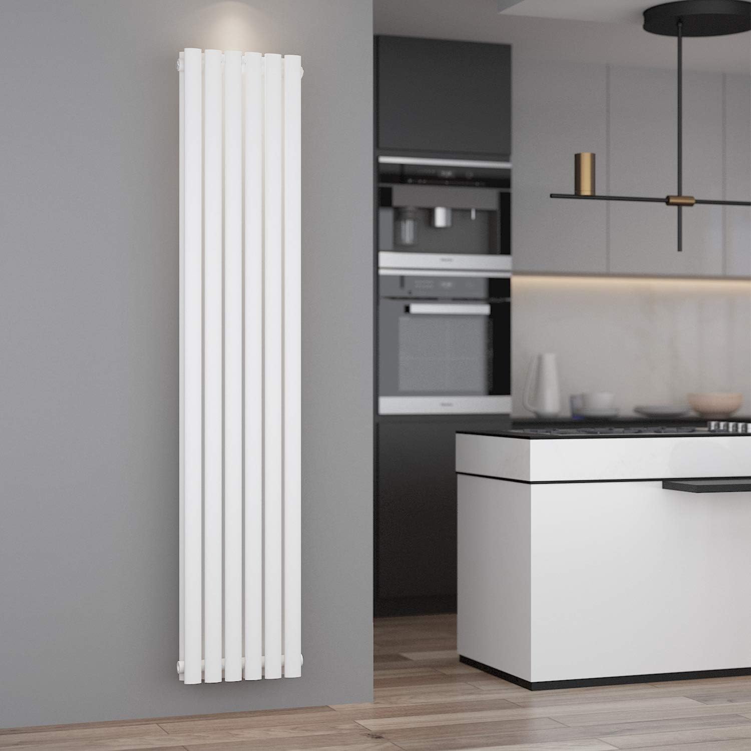 ELEGANT Design Röhren Heizkörper Vertikal 1800x350mm Weiß Oval Paneelheizkörper Mittelanschluss Doppellagig