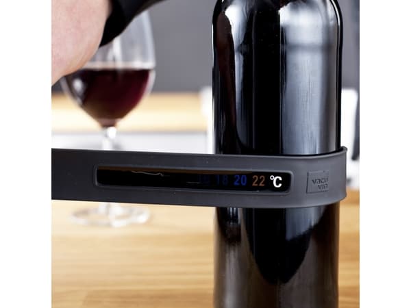 Vacu Vin 7236303, Festbart flasketermometer, Skala, Grafitt, 4 - 22 °C