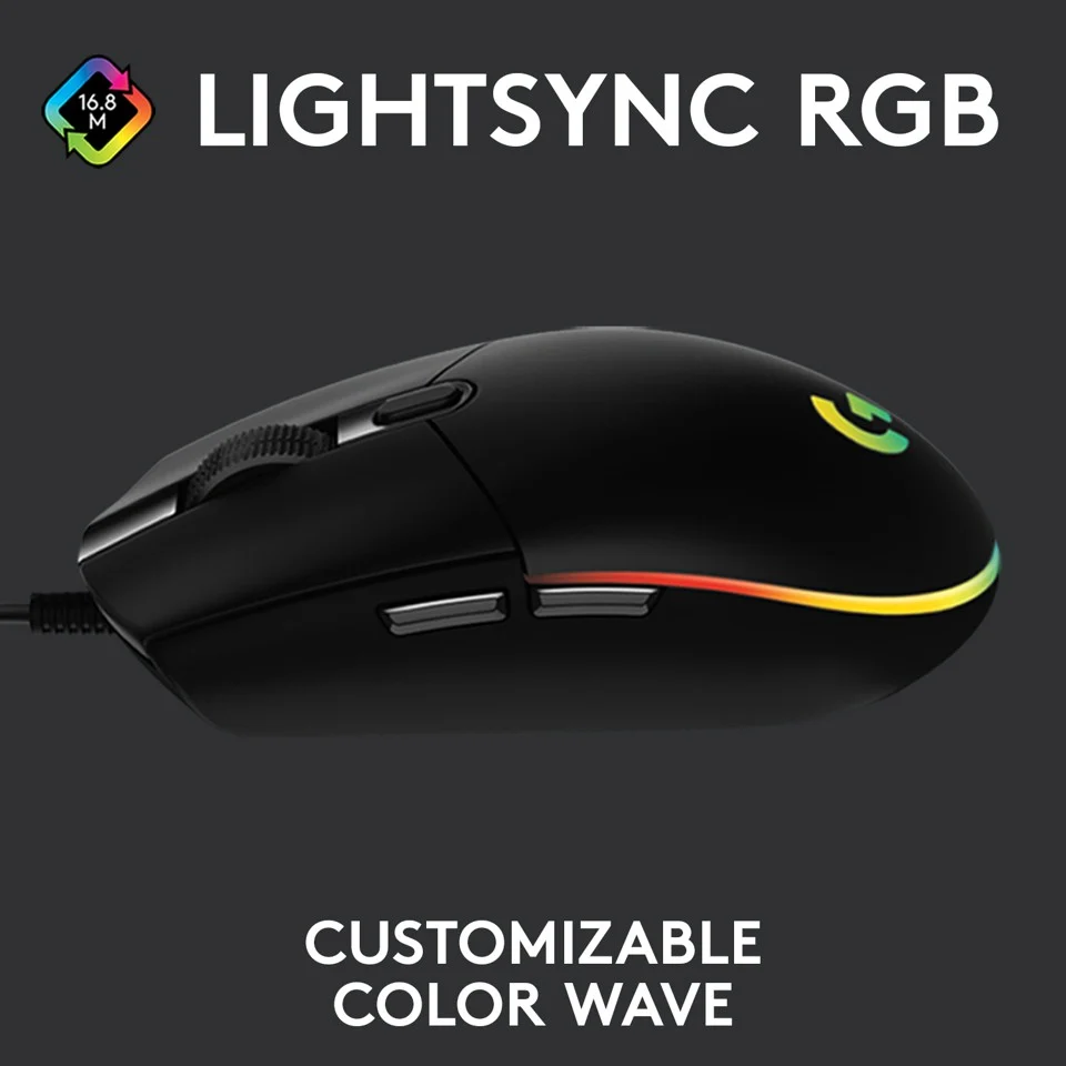 Logitech - G203 LIGHTSYNC Gaming Mus Black