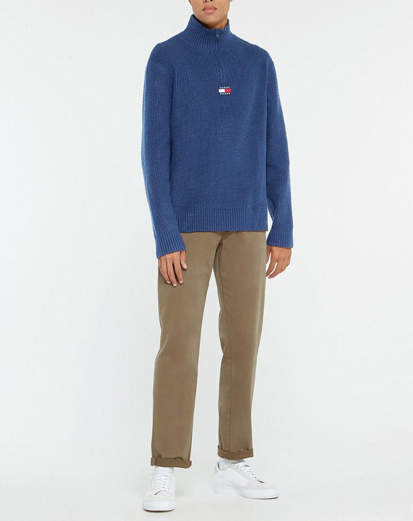 Tommy Jeans Pull col camionneur Badge bleu marine