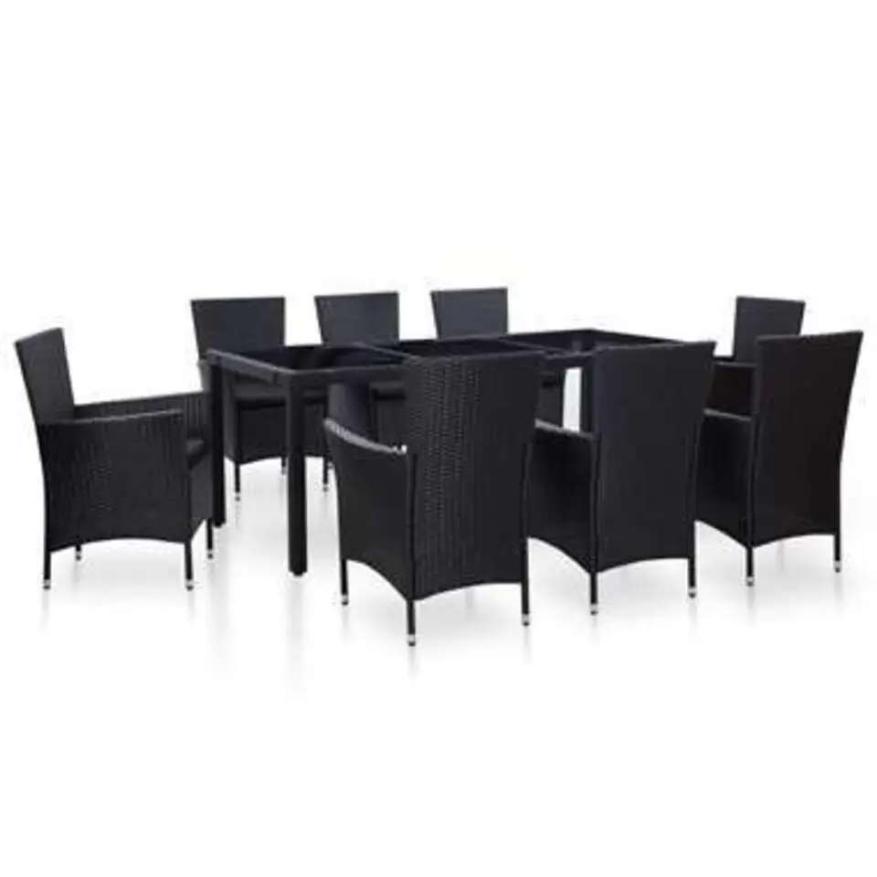 vidaXL - Tuintafel En Stoel - Zwart - Poly rattan - 190 cm tafellengte
