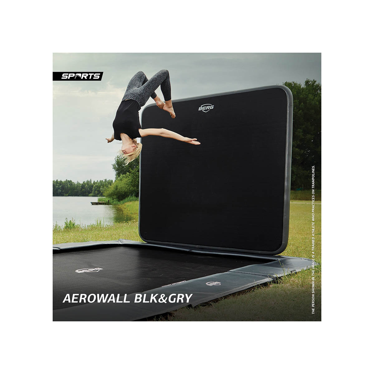 Bergtoys Berg Ultim Champion Trampolin FlatGround Aerowall Schwarz-Grau