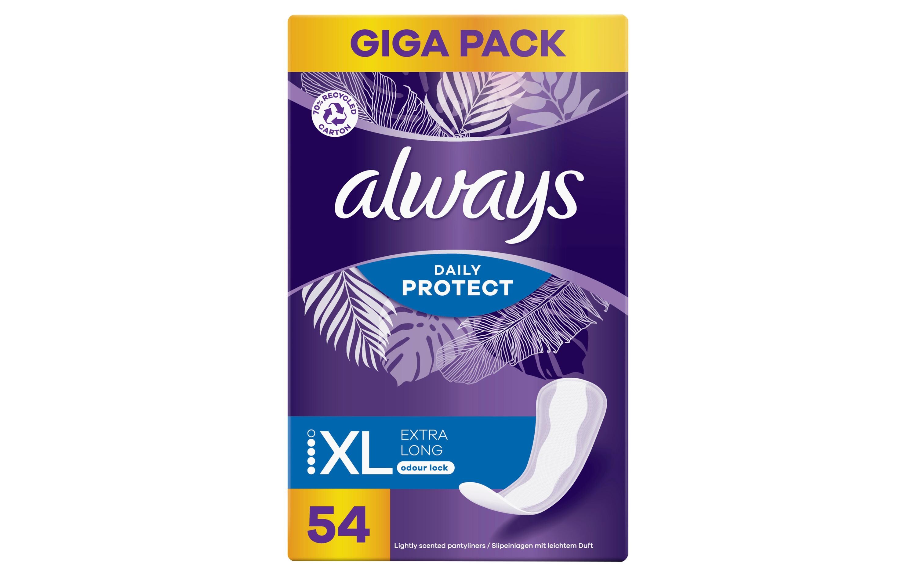 Slipeinlage Daily Protect Extra Long 54 StückHochwertige Einlagen mit saugfähigem Kern und leichtem Duft