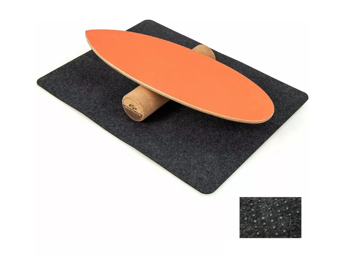 Planche d’Équilibre en Bois avec Rouleau et Tapis Antidérapant Charge 227 KG