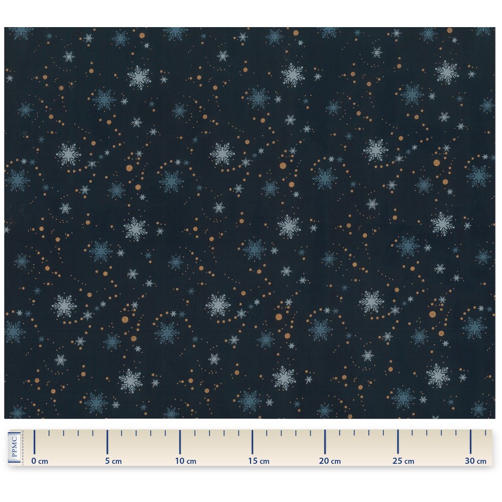 Coupon Tissu 1 M Flocons Marine Pois Cuivrés Ex1103