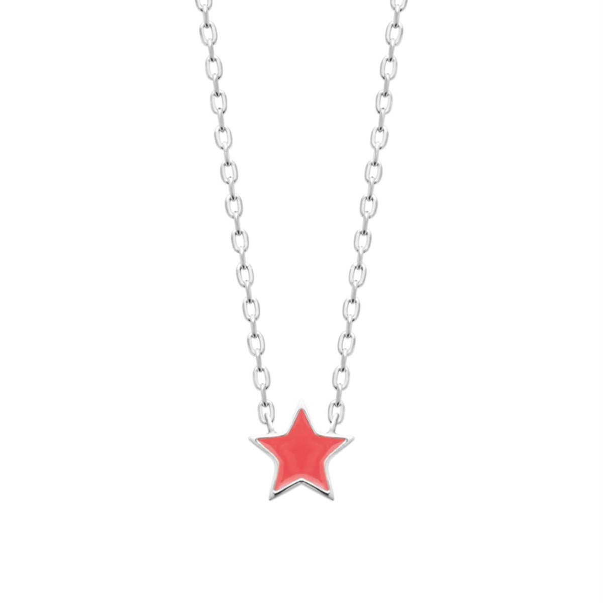 Collier étoile émail coloré rose Argent 925 Rhodié