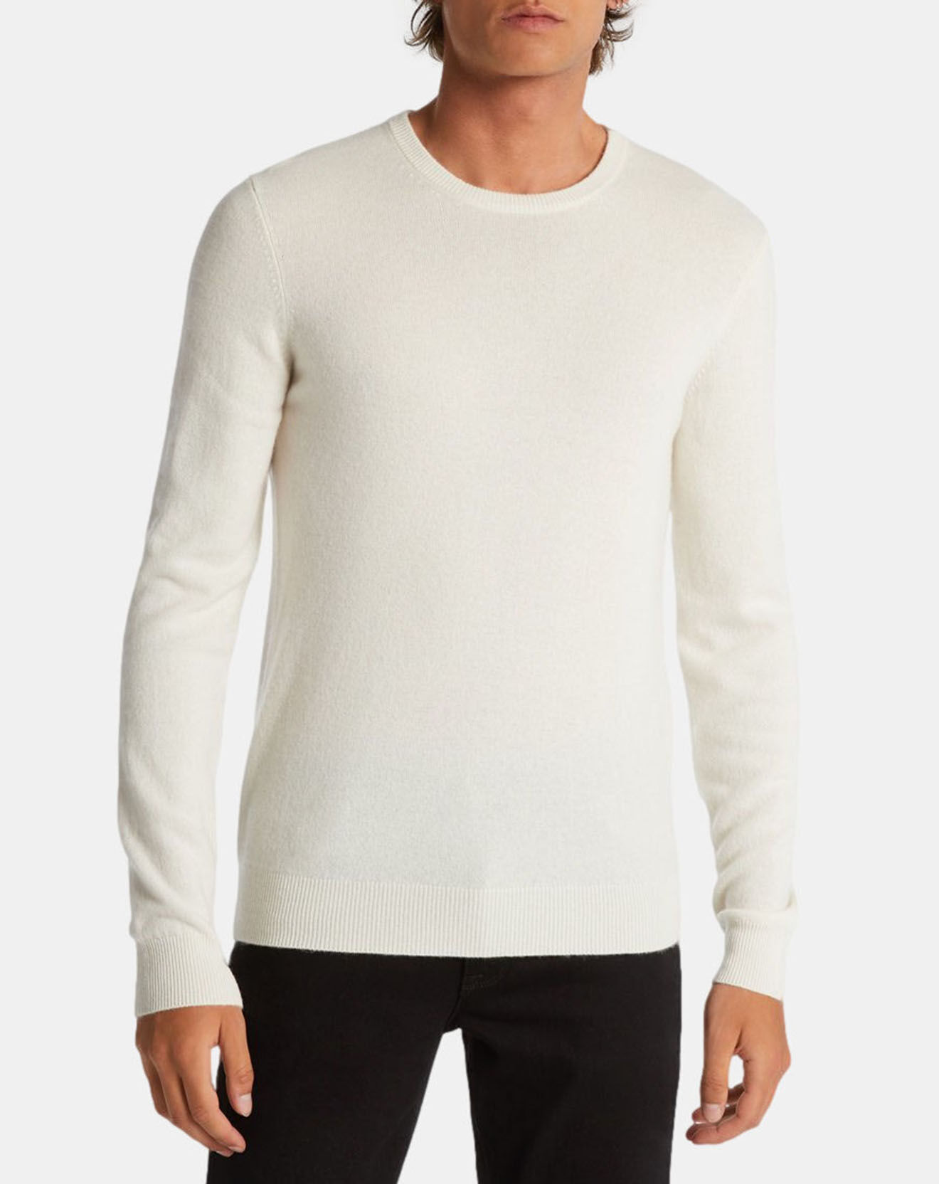 Galeries Lafayette Pull 100% Cachemire Machron col rond écru