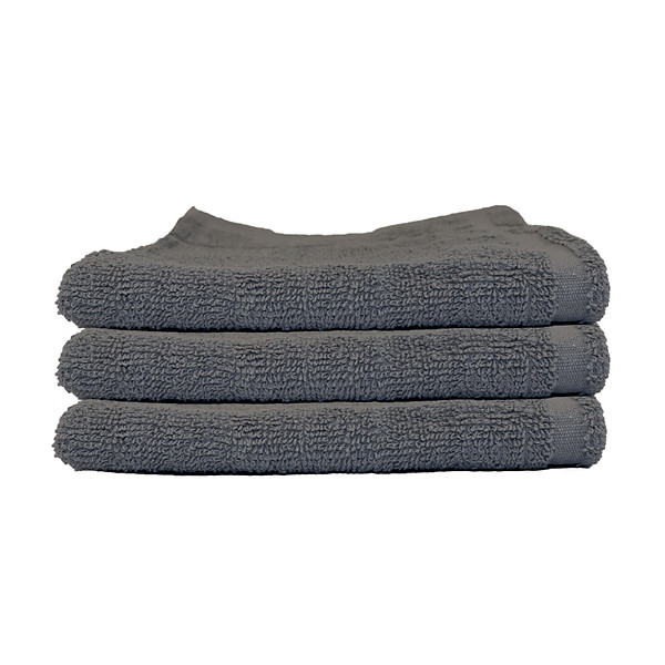 Essuie-mains éponge coton 40 x 40 cm 450 g/m2 gris, lot de 3