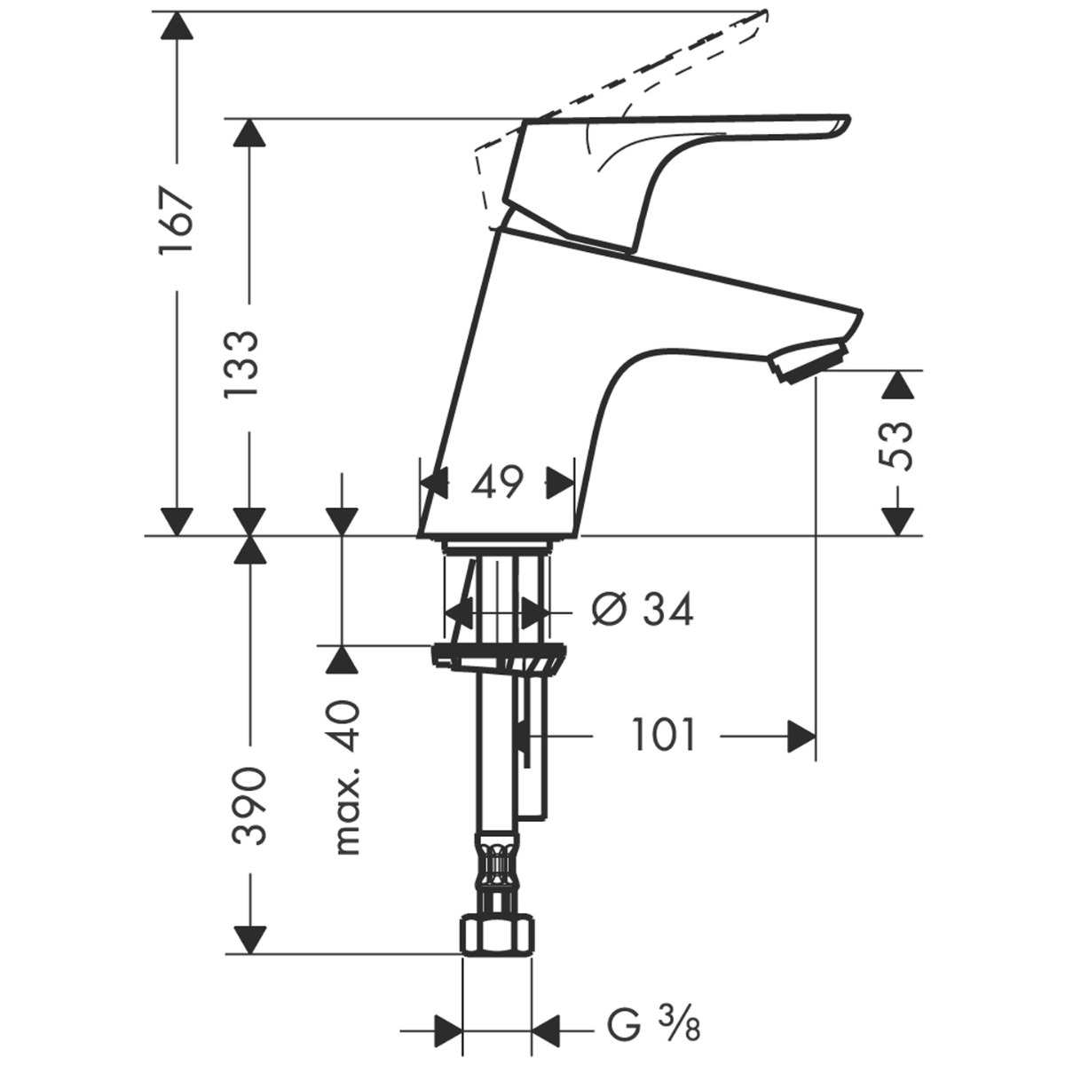 Hansgrohe Focus E2 wastafelkraan chroom