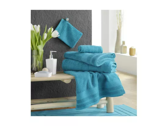 Drap de Bain 90 x 150 cm Tendresse Bleu Paon - Eponge Unie