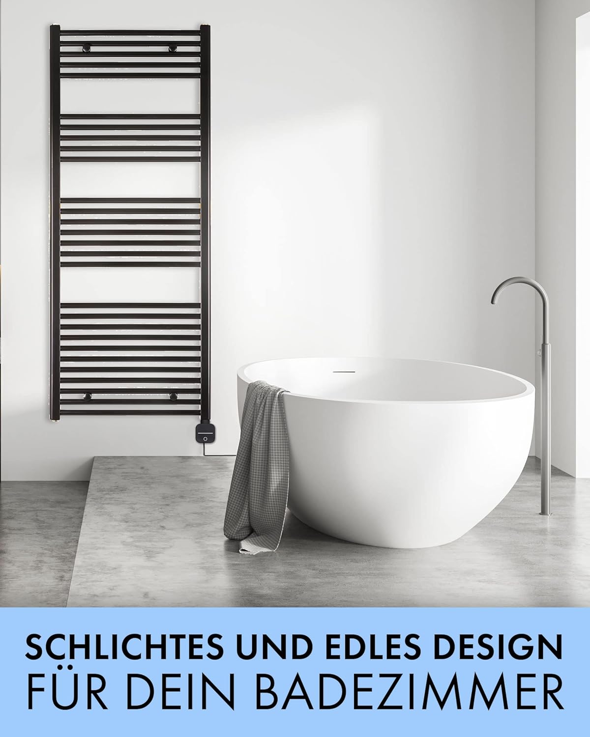 anapont Elektrischer Badheizkörper Handtuchheizkörper – Timer - Handtuchradiator, IPx5, komplett montiert – Atmosphäre & Komfort im Bad (ohne Zeitschaltuhr, 1775x600)
