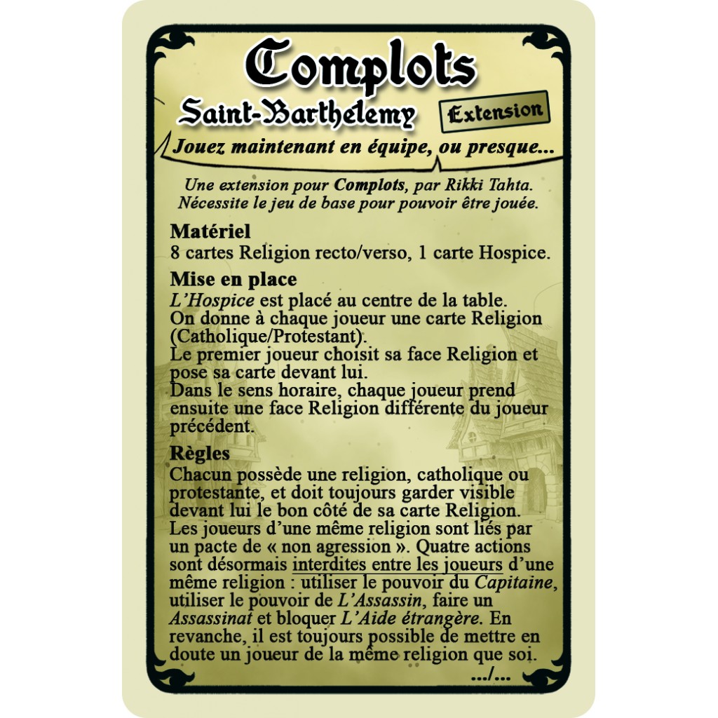 Complots - Extension Saint Barthélemy