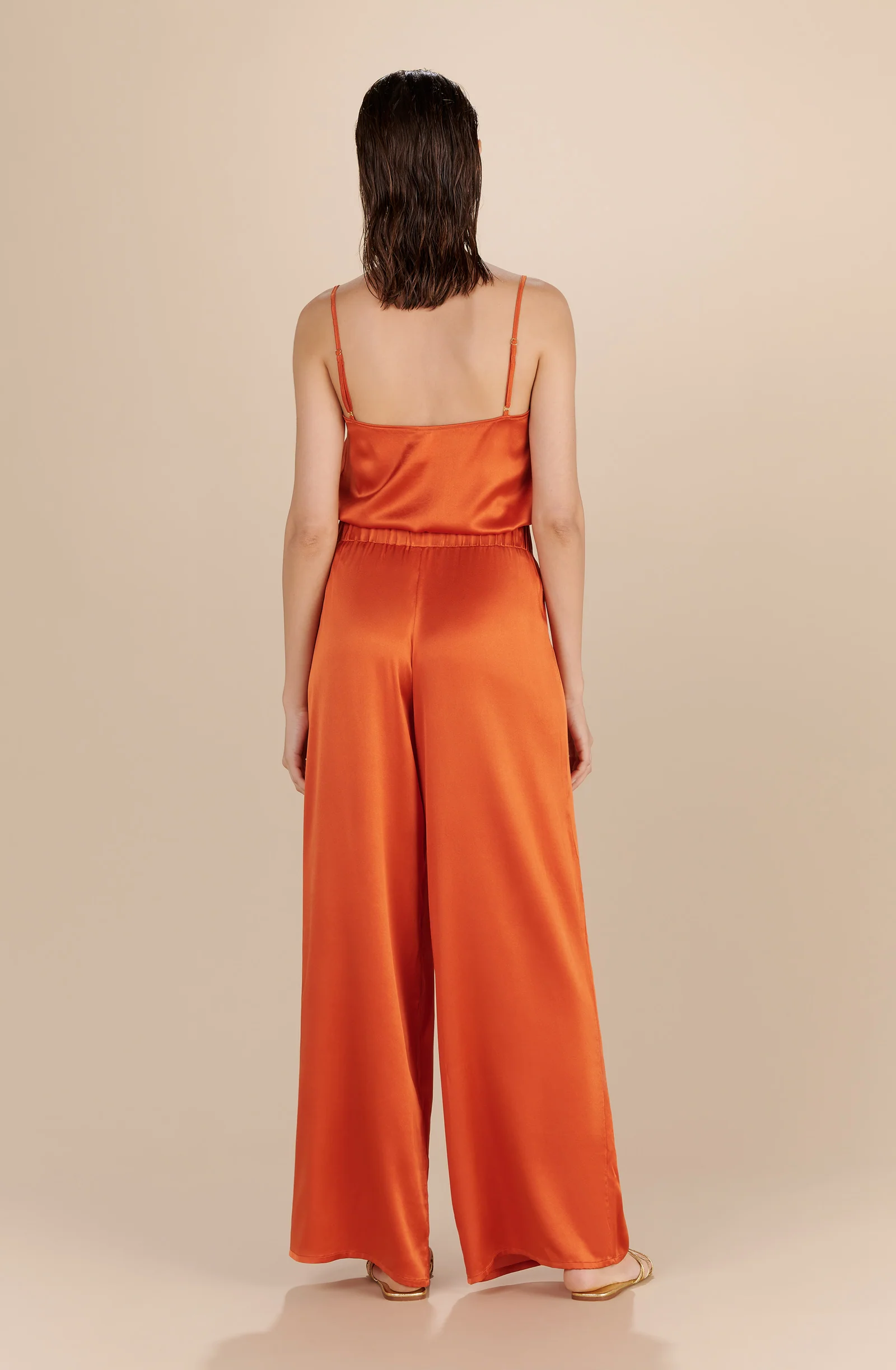 tom Pantalon large paprika en soie Paprika