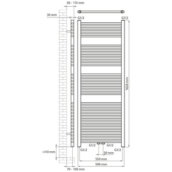 Haceka designradiator Gobi chroom 1624 mm x 590 mm
