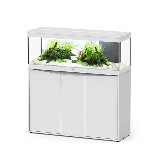 Aquarium et Meuble 2 portes Prestige Led Blanc L.120,4xP.39,9xH.45,4cm
