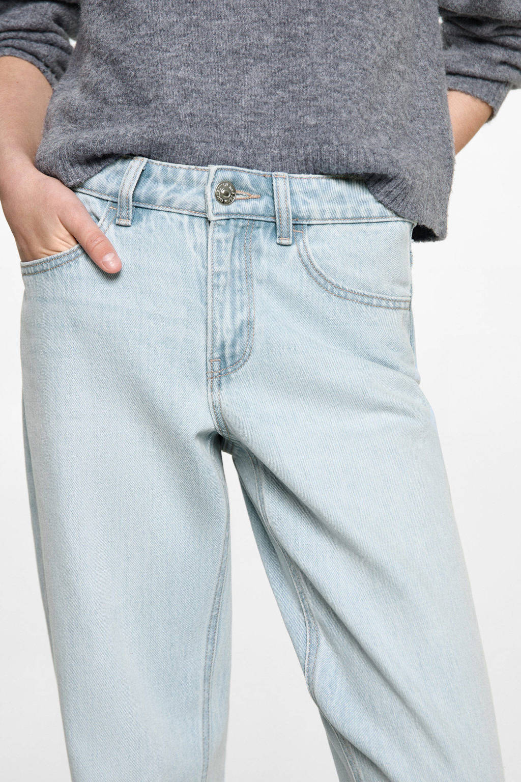 MANGO TEEN straight regular waist light blue denim
