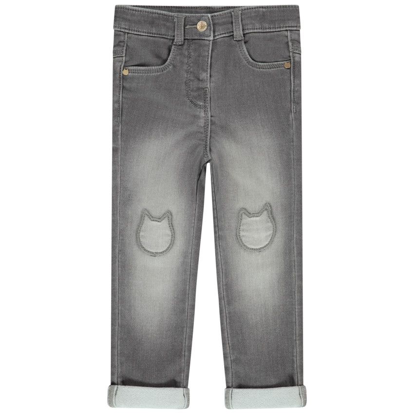 Jean denim fantaisie pour bébé fille - Gris chiné