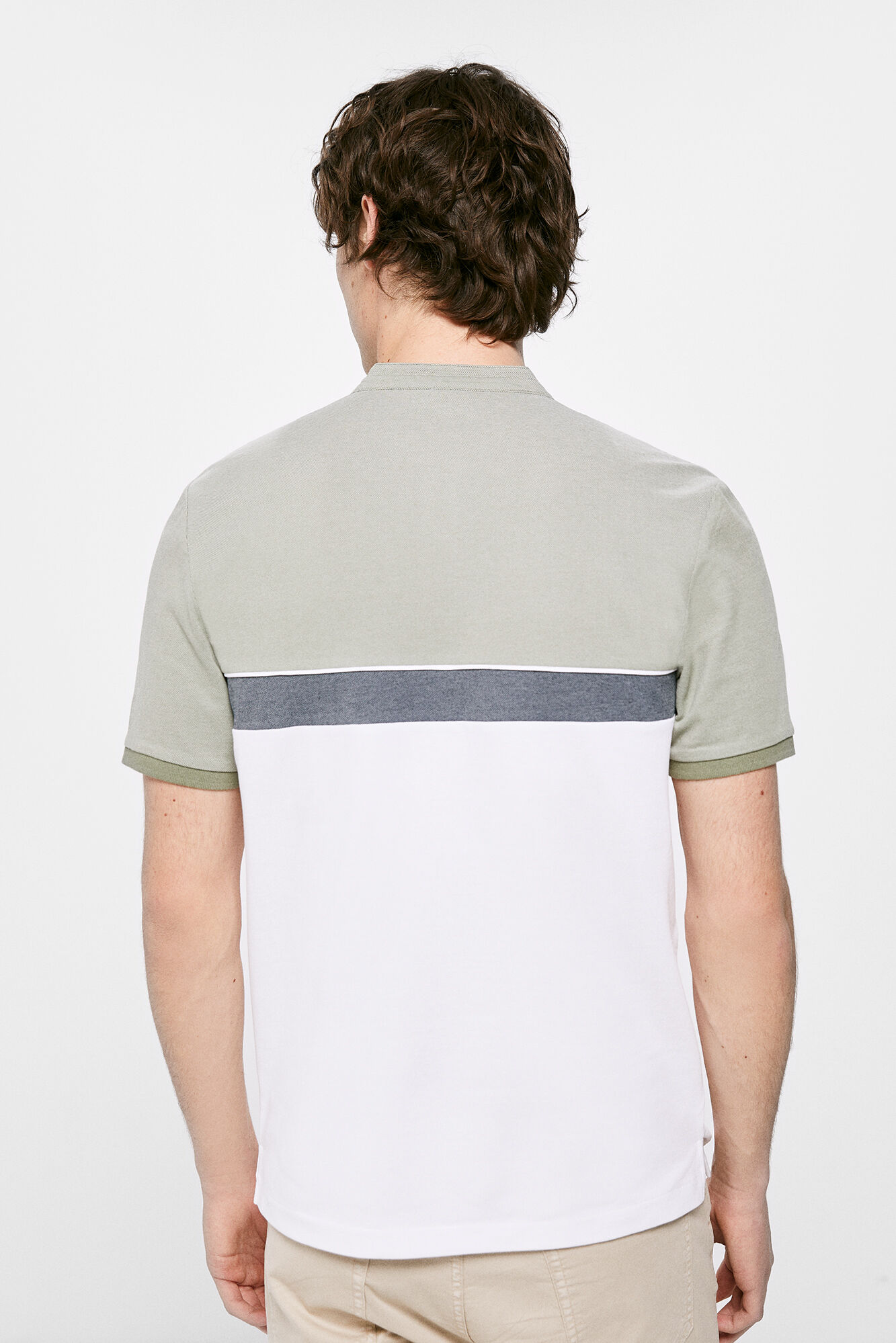 Camisa polo oxford slim tricolor - cáqui escuro