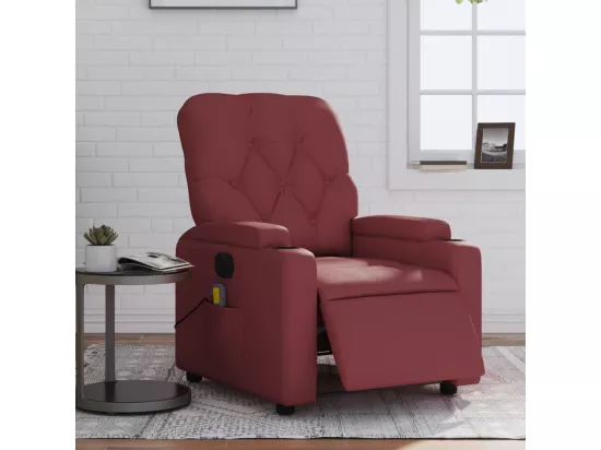 Fauteuil massant inclinable électrique rouge bordeaux