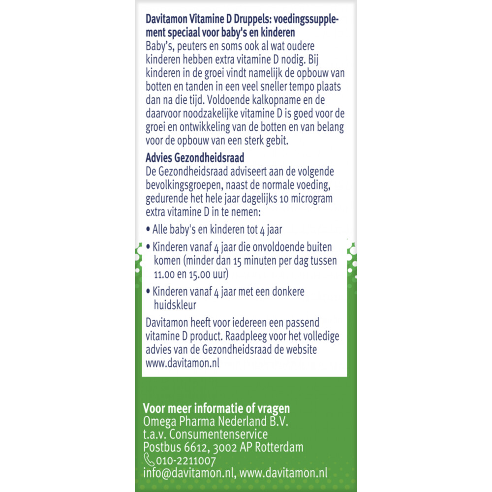2x Davitamon Vitamine D Druppels 100% Natuurlijk25 ml