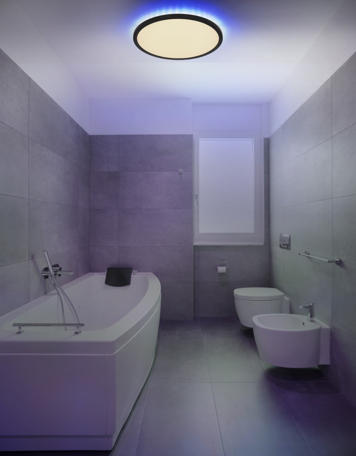 RGB-LED-Deckenleuchte- schwarz-weiß - Ø 42 cm